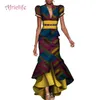 2019 Damska sukienka Dwa Kawałki Zestaw Kobiety Rękaw Puff Topy Topy Long Maxi Spódnica Zestawy Afryki Mermaid Maxi Odzież 6XL WY4211