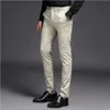 2019 Men Dress Calças de vestir calças Khaki Moda Brand Black Business Work Straight Work for Male Solid Color Skinny Pant4493912