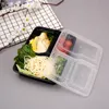 Tjockad engångs lunchbox Rektangel plast Bento Lunchbox för mikrovågsugn Uppvärmningsbehållare