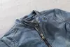 E-Baihui 2022 Novo Costura Denim Jaquetas Homens Slim Stand Retro Vestuário de Motocicleta Moda Juventude Color Sólido Curto Denim Jacket Top