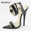 Wonderheel echtes Leder ultra High Heel 16cm Stiletto Sexy High Heel Schnallen Riemen ultra spitze Zehe Damen Sandalen