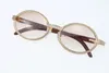 Hersteller im Großhandel: Kleinere Big Stones-Sonnenbrille, 18 Karat Gold, Vintage-Holz, 7550178, runde Vintage-Unisex-Brille, High-End-Diamantdekoration