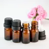 1/6 Oz 5ml Small Amber Glass bottle Vials Containers with euro dropper black tamper evident cap for essential oils