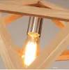 Rh Loft LED Pendant Light Wood Drop Light Hexahedron Formad Hängande lampa för vardagsrum Matsal