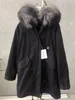Argent somptueux classique pour garniture de fourrure fourrures Mukla doublure en fourrure noire parkas longues noires manteaux de neige d'hiver Suède Allemagne