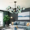 Modern DNA Glass Pendant Lamp Globe Suspension Light Restaurant Hall Hotel Bedroom Blue White Clear Amber Iron Hanging Lighting