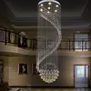 DHL Modern K9 Crystal ljuskrona för spiral design LED LUXURY CRYSTAL LAMP Hängande inre stege korridor lampa