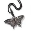 Iced Out Small Butterfly Pendant Necklace Gold Silver Plated Micro Paved Cubic Zircon Mens Hip Hop Jewelry Gift