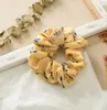 Sweet Girls floral headband ponytail holder boutique flowers printed children elastic scrunchie children princess hair accessories Y1385