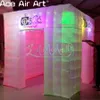 China Suppliers 2.4m Cube Inflatable Photographic Wedding Cabins Cube Tent Stand Free Logo Photo Booth Backdrop With Foldable Curtians