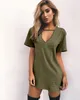 Fashion-11 Color Sexy Women Clothes New Fashion T Shirt Solid V-Neck T Shirt Summer Casual manica corta Long Top Tee