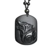 Colgante de tótem de lobo de obsidiana mexicana Natural, joyería de cristal para hombres y mujeres, colgante de cabeza de lobo para hombres dominantes