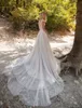Bohemian Beach Vintage Dresses V Neck Short Sleeve Lace Appliques Bridal Gowns A Line Pearls Wedding Dress Robe De Mariee