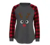 Plaid Shirts Girls Patchwork Christmas Tops Letter Long Sleeve T-shirts O-neck Casual Pullover T-Shirt Girls Truck Tees Blouses Blusas C6927