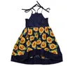 Bebê meninas vestidos flor vestido de girassol impresso saia suspender crianças boutique princesa vestido verão casual vestidos de moda irregular B5747