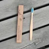 Bamboo escova de dentes alça plana indivíduo pacote de hotel cerdas macias logotipo personalizado eco amigável com kraft embalagem