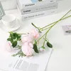 Artificial Peony Flower 3 Heads Long Plastic Stem Silk Flowers Garden Party Wedding Bouquet Bridal Peony Decorcoration