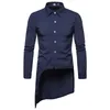 Nieuwe Buitenlandse Handel Heren Leisure Mode Persoonlijkheid Tailoring Lange Swash Tail Square Collar Row Button Lange Mouw Shirt