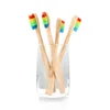 100 piezas Cabeza colorida ambiente de madera de madera arcoiris cepillo de dientes de bambú
