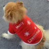 Hund fleece xmas hund leksakskläder tröja jul röd tröja husdjur valp höst vinter varm pullover broderade kläder