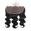 Brazilian Peruvian Indian 100% Human Hair 13X6 Lace Frontal Body Wave Top Closures Free Part Straight Pre Plucked
