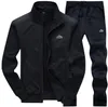 Men Polyester Tracksuits Sweatshirt Sporting Fleece Gyms Spring Jacket + Pants Casual Men's Track Suit Sportswear Fitness