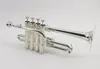 Profesjonalny nowy Silver Piccolo Trumpet 4 Tłokowy Horn BB / A 2 Ustnik LeadPipe