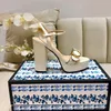 European classic Patent Leather Thrill Heels Women Unique Designer party fashion girls Dress Wedding Shoes Sexy shoes Letters heel Sandals Flat high heel 7.5CM 10CM