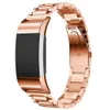Compatibel voor Fitbit Charge 2/3/4 / SE riem f roestvrijstalen metalen vervangende band Zwarte Rosegold