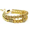 2 pezzi/set braccialetto di lusso braccialetto da uomo/fascino/oro/acciaio inossidabile/bracciali per donne bracciali con zirconi sfera gioielli femme Regalo, vacanze, San Valentino, Padre