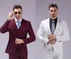 Alta calidad, un botón, blanco, marrón claro, esmoquin para novio, solapa de muesca, padrinos de boda, trajes de boda para hombre, novio (chaqueta + pantalón + chaleco)