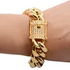 Mens Gold Cuban Link Bracelets Modna biżuteria hip -hopowa Wysoka jakość stali nierdzewnej bransoletki 220V