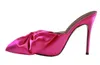 2019 Kvinnor Glitter Party Shoes Bowtie Bow Dress Shoes Point Toe Slide Shoes