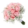 Rosa rosa nupcial cascading buquet bouquets de casamento noiva flores flores estilo verão decoração festa decoração flor falsa flor