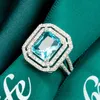 LuckyShine Fashion Simple Design huge Square Blue zircon rings for Women Wedding Rings Engagement Rings Free shippings 6 pcs