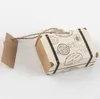 Mini valise boîte à bonbons boîtes en papier Kraft Vintage avec étiquettes et corde voyage thème fête de mariage faveur