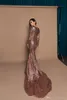 Bling Bling New Arrival Mermaid Evening Dresses Long Sleeve Deep V Neck Sweep Train Evening Dresses Formal Dress Prom Gowns ogstuff