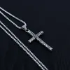 S1274 bijoux de mode Vintage personnalité sculpture croix collier titane acier chaîne croix pendentif collier