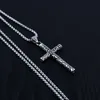 S1274 Fashion Jewelry Vintage Personality Carving Cross Necklace Titanium Steel Chain Cross Pendant Necklace