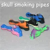 Silikonoljebr￤nnare r￶r f￤rgglad kiselskedr￶r Bubbler Pyrex Handpipes Skull Tobak Nektar