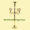 Nowy Styl Five Heads Candelabrum Centerpieces Wysoka Złota Ślubna Globe Crystal Candelabra 5 Arms Candelabra Świecznik Best0636