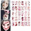 30 Sheets/set Halloween Tattoo Sticker Bloody Scar Sticker Temporary Tattoo Masquerade Prank Makeup Props Party Cosplay Costume KDJK1909