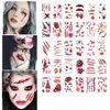 30 Blätter/Set Halloween Tattoo Aufkleber Blutige Narbe Aufkleber Temporäre Tattoo Maskerade Streich Make-Up Requisiten Party Cosplay Kostüm KDJK1909