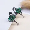 Fashion-Flamingo Earrings For Women Cubic Zirconia 925 Silver Stud Earings Rings Lady Bird Earring Jewelry