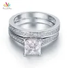 Peacock Star 1 5 Ct Princess Cut Solid 925 Sterling Silver 2-pcs Wedding Promise Engagement Ring Set Cfr8009s Y19051002234v