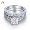 Peacock Star 15 Ct Princess Cut Solid 925 стерлинговое серебро 2pcs Свадебное обещание обручальное кольцо набор CFR8009S Y190510023563588