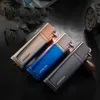 Jobon Double Torch Lighter with Gas Window Creative Triangle Shape Jet Flame Grinding Wheel Lighters for Cigar