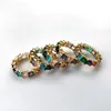 Gold filled Rainbow CZ finger rings,Trendy Sparkling cubic Zircon Stone Micro Paved for party wedding jewelry gift R191