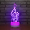 Креатив Музыка Примечание 3D Настольная лампа LED Night Light 7 цветов Изменение Bedroom сна Освещение Home Decor Подарки