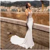 2020 Sexy Beach Wedding Dresses Elegant Mermaid Bridal Dresses Lace Appliqued Vestido De Noiva Lorie Boho Wedding Gowns